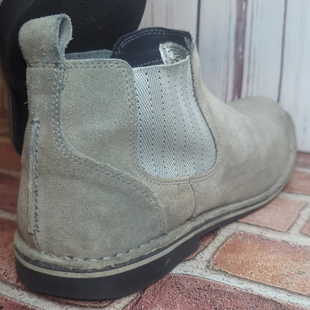 Steve‎ Madden Mens Grey Sand Suede Intuit Leather Chelsea Boot Size 12